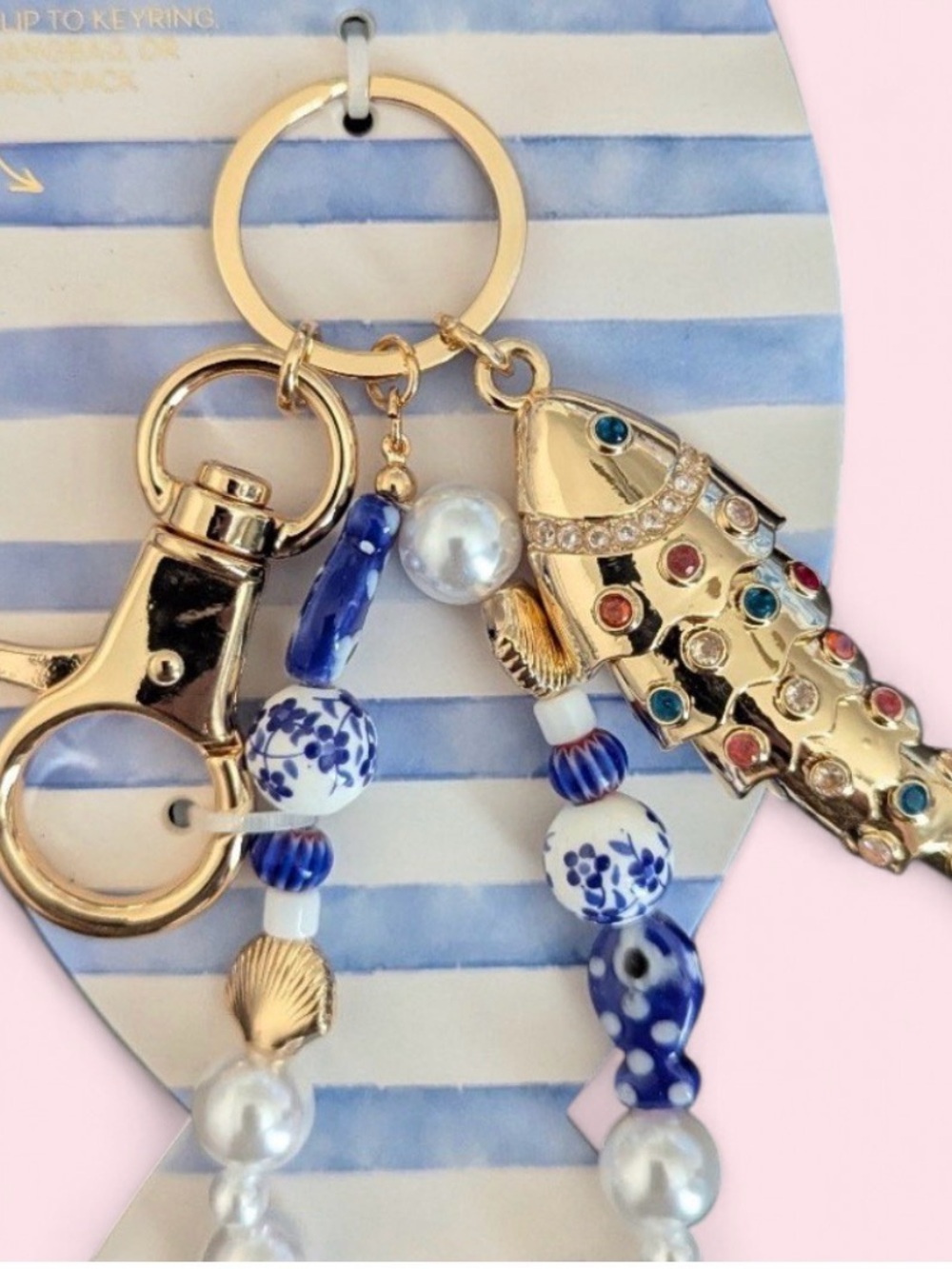 **Lowest Price**
Piper K Beaded Pearl & Blue Fish Keychain Charm - Picture 3 of 7